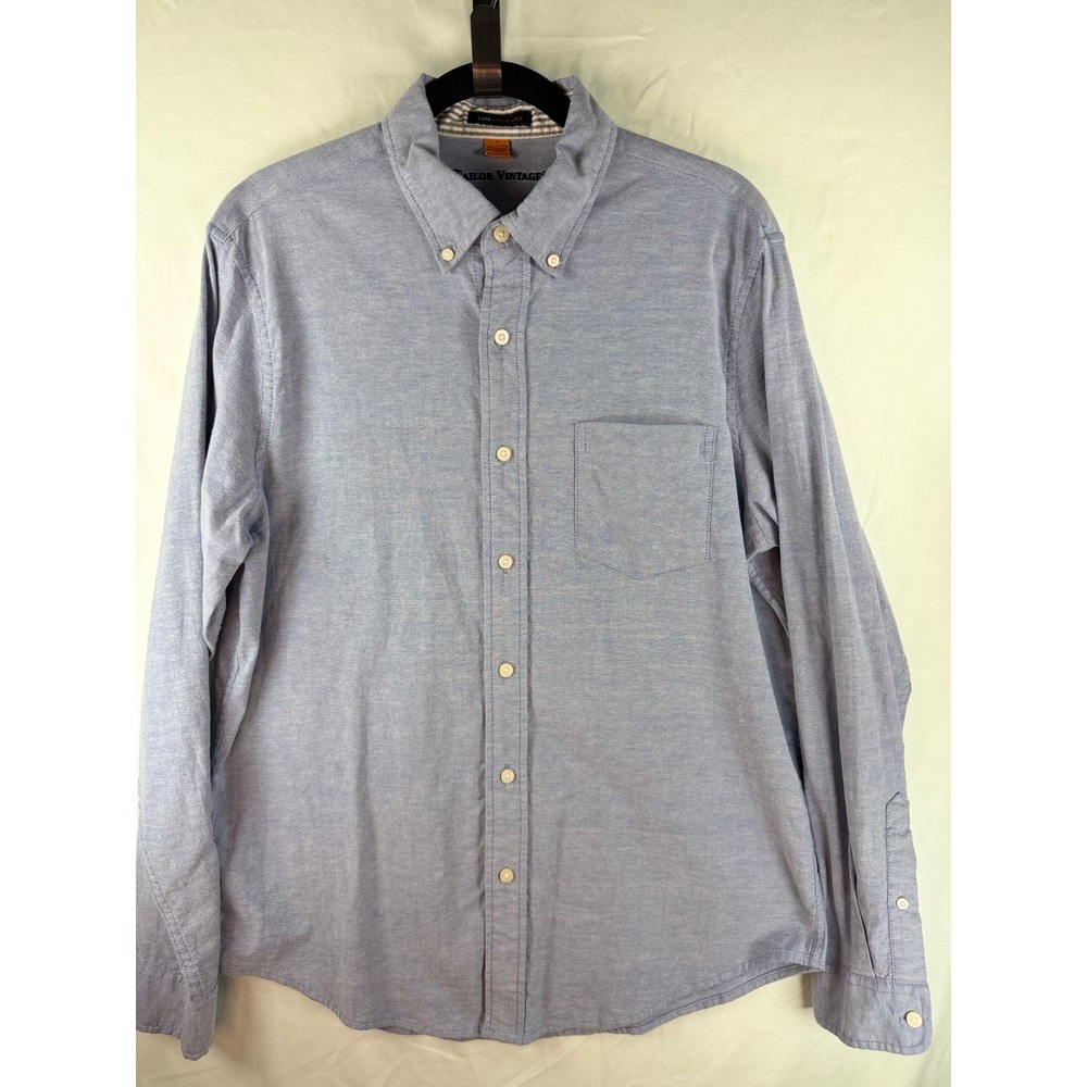 Tailor Vintage Airotec Luxe Performance Shirt Mens Large Blue‎ Button Down L/S